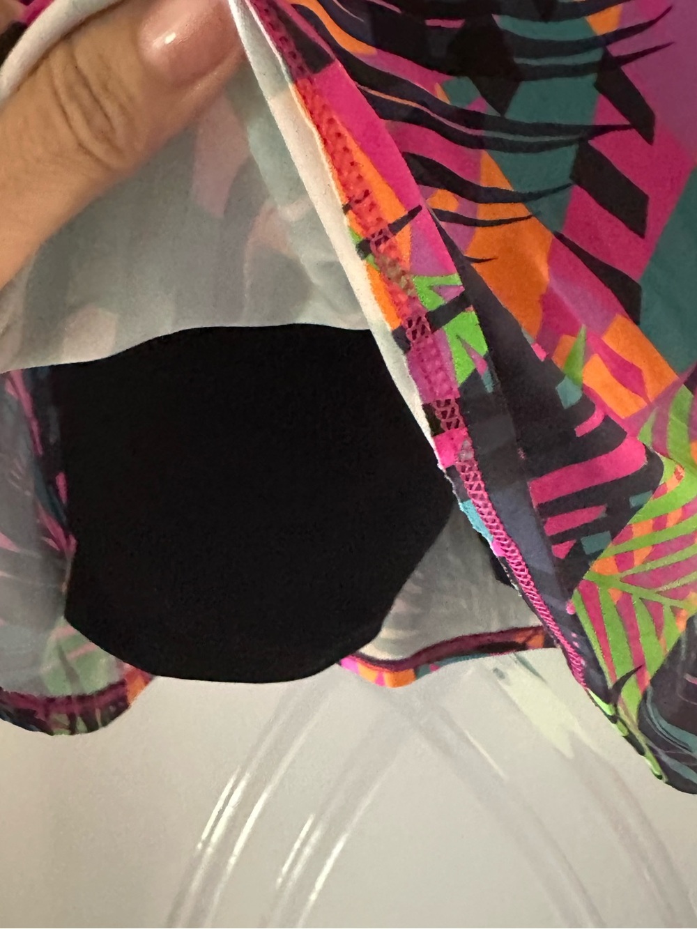 Dona Jo Vibrant Tropical Print A-Line Skirt - Pink Multi - Picture 3 of 5